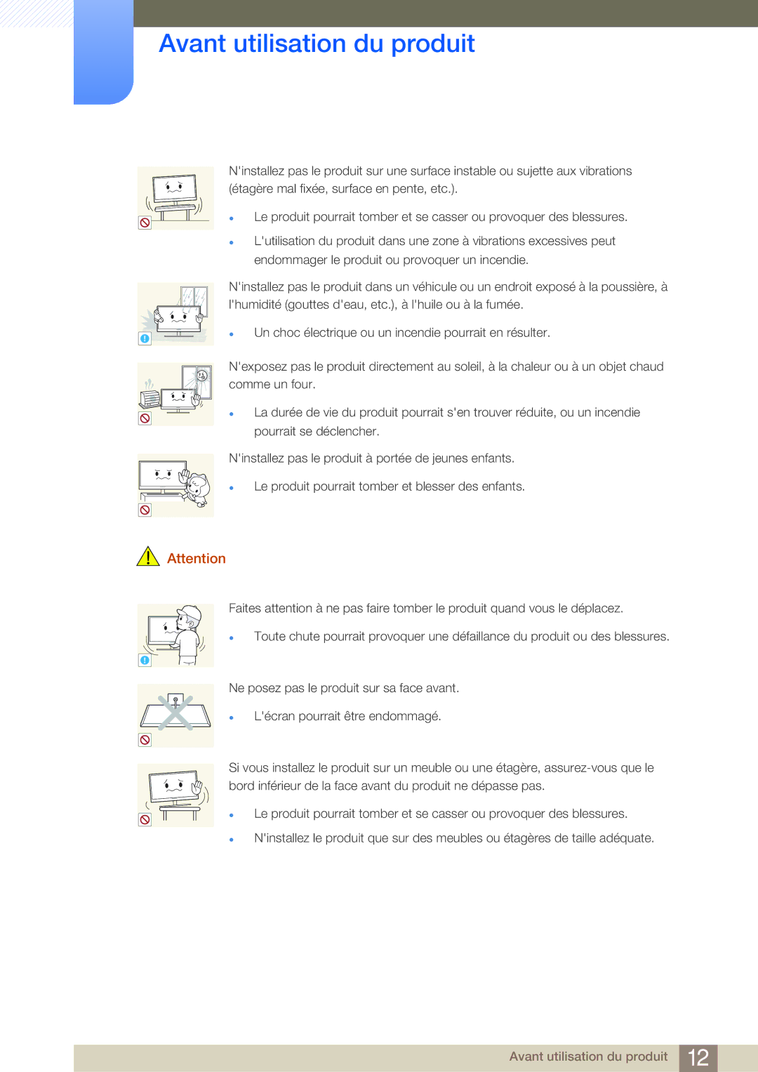 Samsung LF19NEBHBNM/EN, LF24NEBHBNU/EN, LF24NEBHBNM/EN manual Un choc électrique ou un incendie pourrait en résulter 