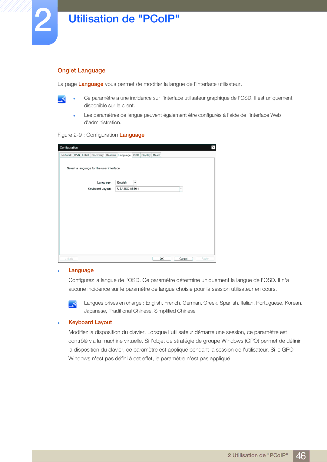 Samsung LF24NEBHBNM/EN, LF19NEBHBNM/EN, LF24NEBHBNU/EN, LF24FN1PFBZXEN manual Onglet Language, Keyboard Layout 