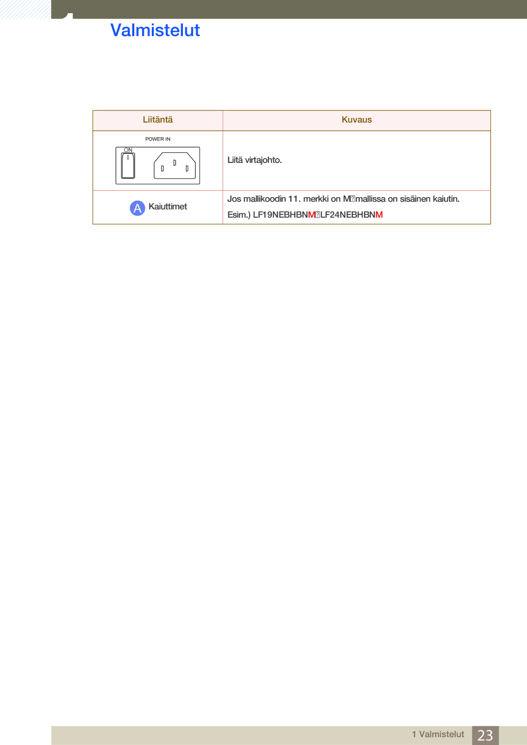 Samsung LF24FN1PFBZXEN, LF19NEBHBNM/EN, LF24NEBHBNU/EN, LF24NEBHBNM/EN manual Power 