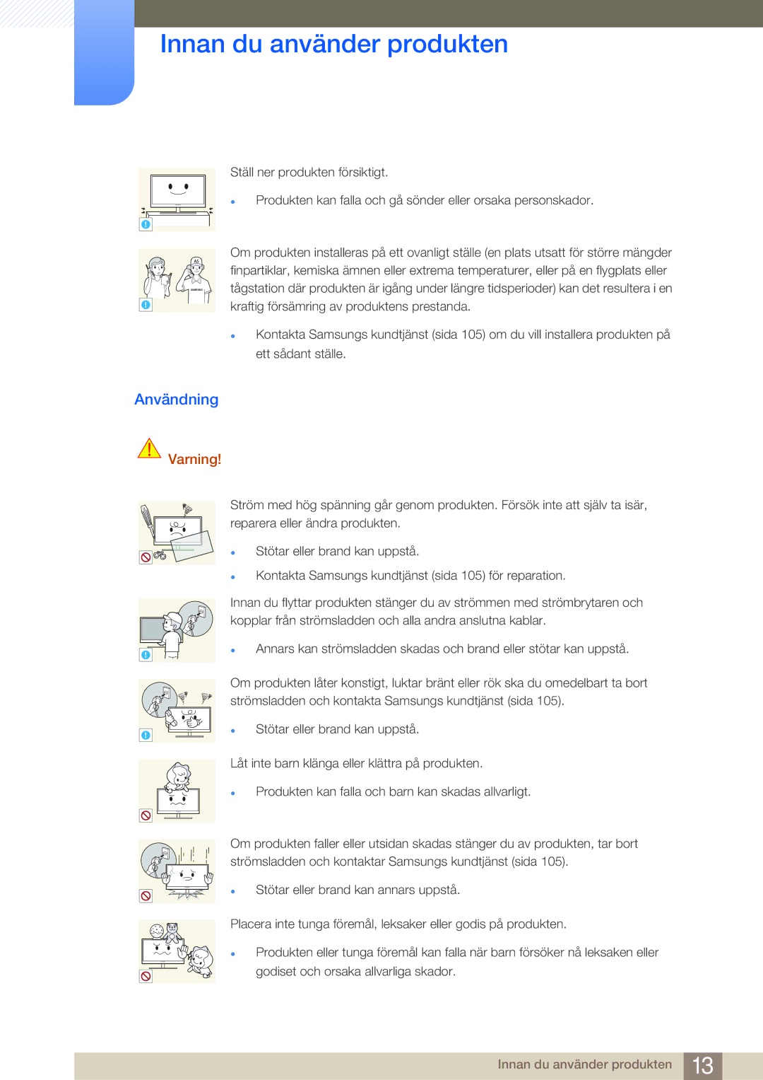 Samsung LF24NEBHBNU/EN, LF19NEBHBNM/EN, LF24NEBHBNM/EN, LF24FN1PFBZXEN manual Användning 