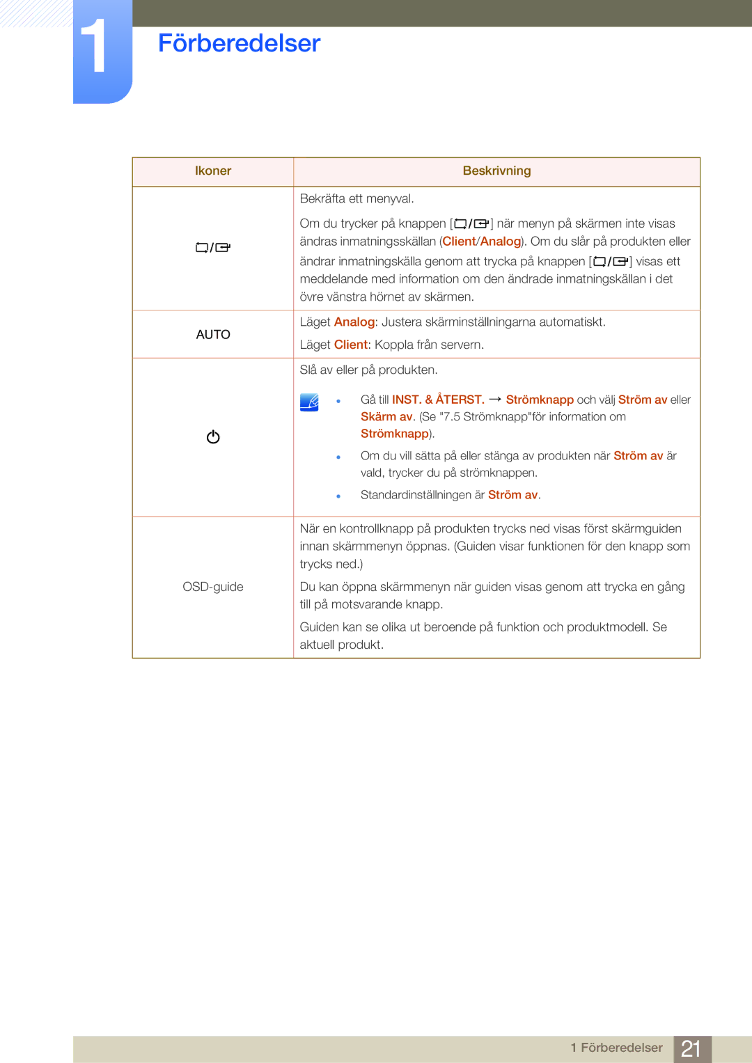 Samsung LF24NEBHBNU/EN, LF19NEBHBNM/EN, LF24NEBHBNM/EN manual Gå till INST. & Återst Strömknapp och välj Ström av eller 