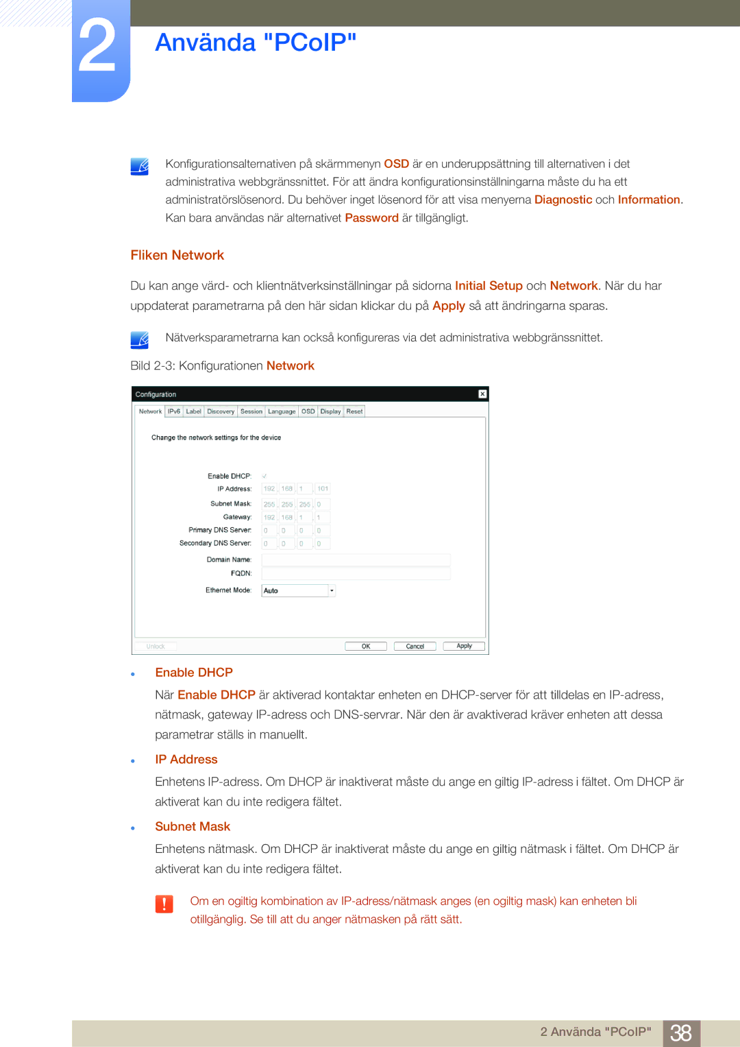 Samsung LF24NEBHBNM/EN, LF19NEBHBNM/EN, LF24NEBHBNU/EN, LF24FN1PFBZXEN Fliken Network, Enable Dhcp, IP Address, Subnet Mask 