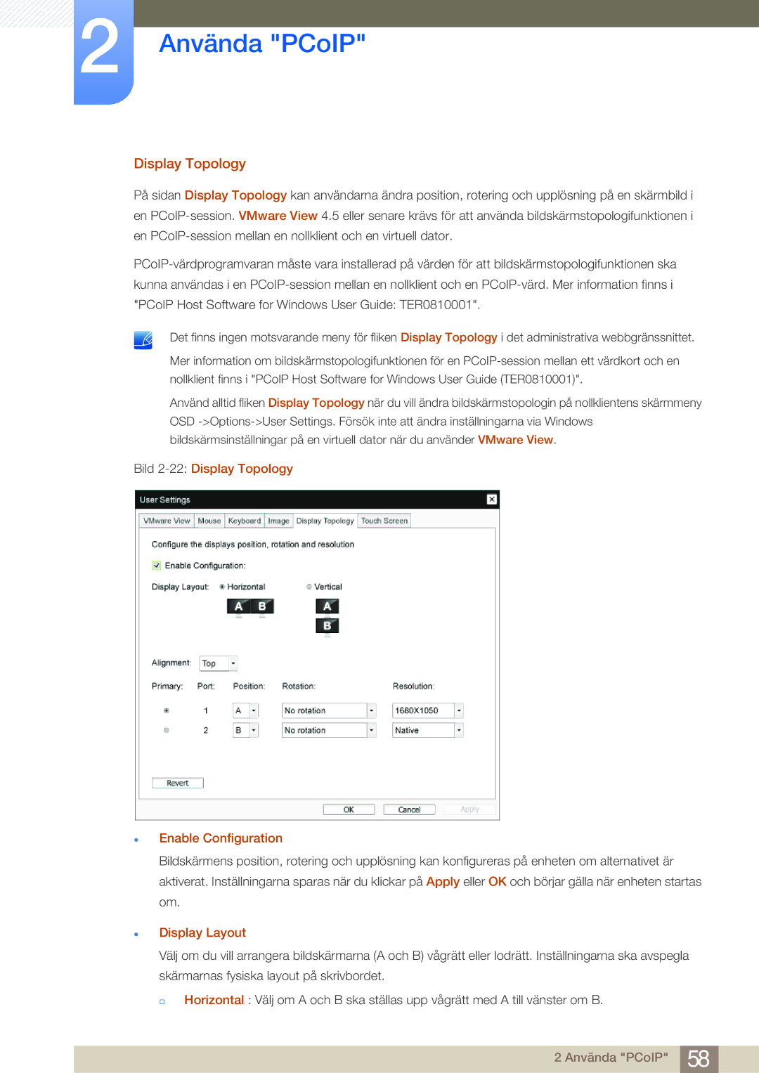 Samsung LF24NEBHBNM/EN, LF19NEBHBNM/EN, LF24NEBHBNU/EN Bild 2-22Display Topology Enable Configuration, Display Layout 