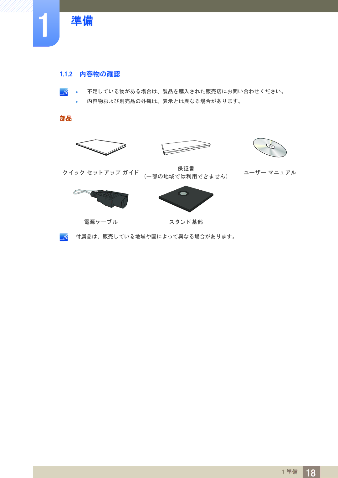 Samsung LF19NEBHBNM/XJ, LF24NEBHBNM/XJ manual 2 内容物の確認 