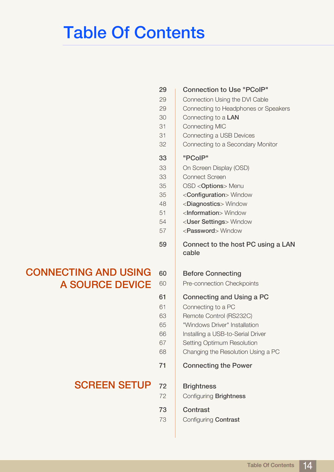 Samsung LF24NSBTBN/XJ, LF19NSBTBN/EN, LF24NSBTBN/EN, LF22NSBTBN/EN manual Connecting and Using 60 a Source Device Screen Setup 