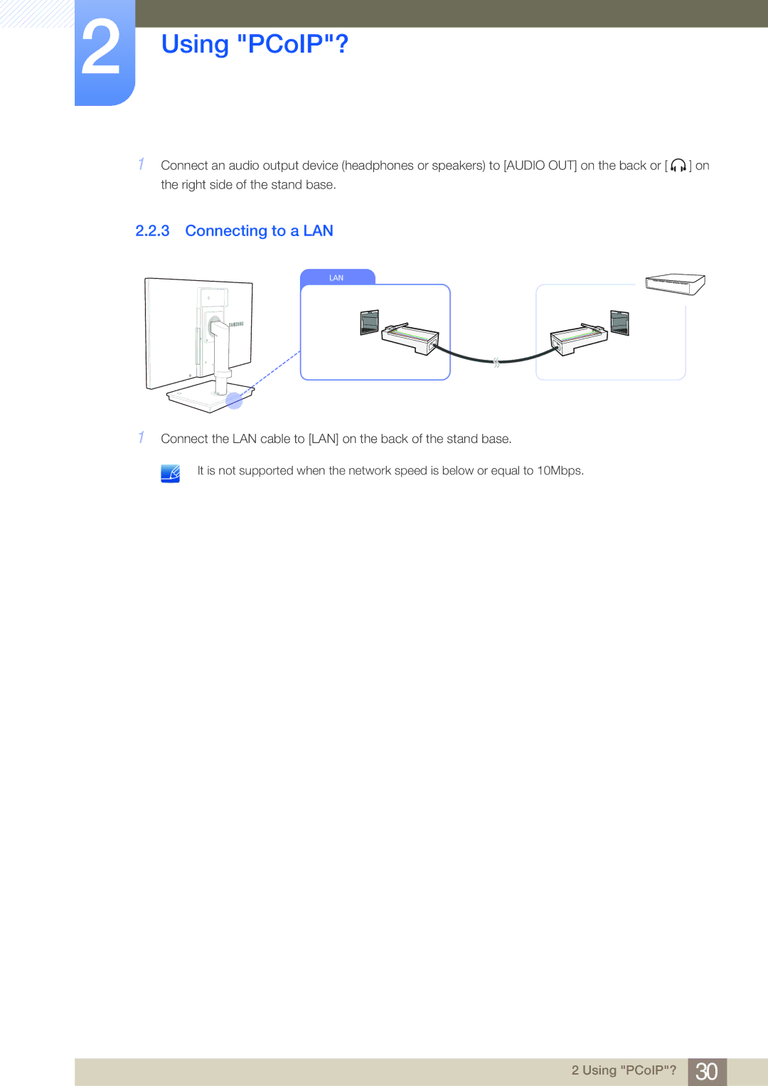 Samsung LF19NSBTBNMXV, LF19NSBTBN/EN, LF24NSBTBN/EN, LF22NSBTBN/EN, LF24NSBTBN/XJ, LF19NSBTBN/XJ manual Connecting to a LAN 