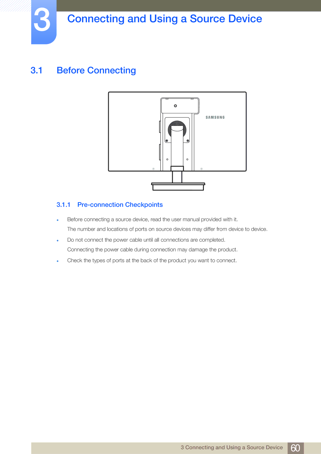 Samsung LF19NSBTBN/NG, LF19NSBTBN/EN Connecting and Using a Source Device, Before Connecting, Pre-connection Checkpoints 