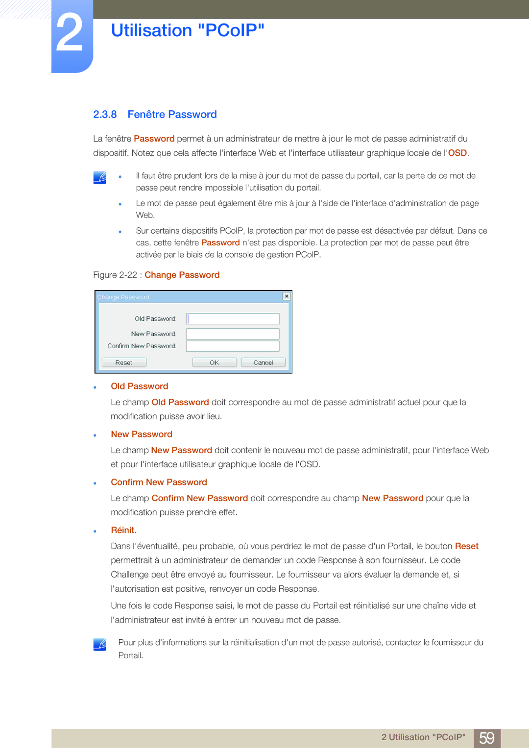 Samsung LF22NSBTBN/EN, LF19NSBTBN/EN, LF24NSBTBN/EN manual 8 Fenêtre Password, Confirm New Password, Réinit 