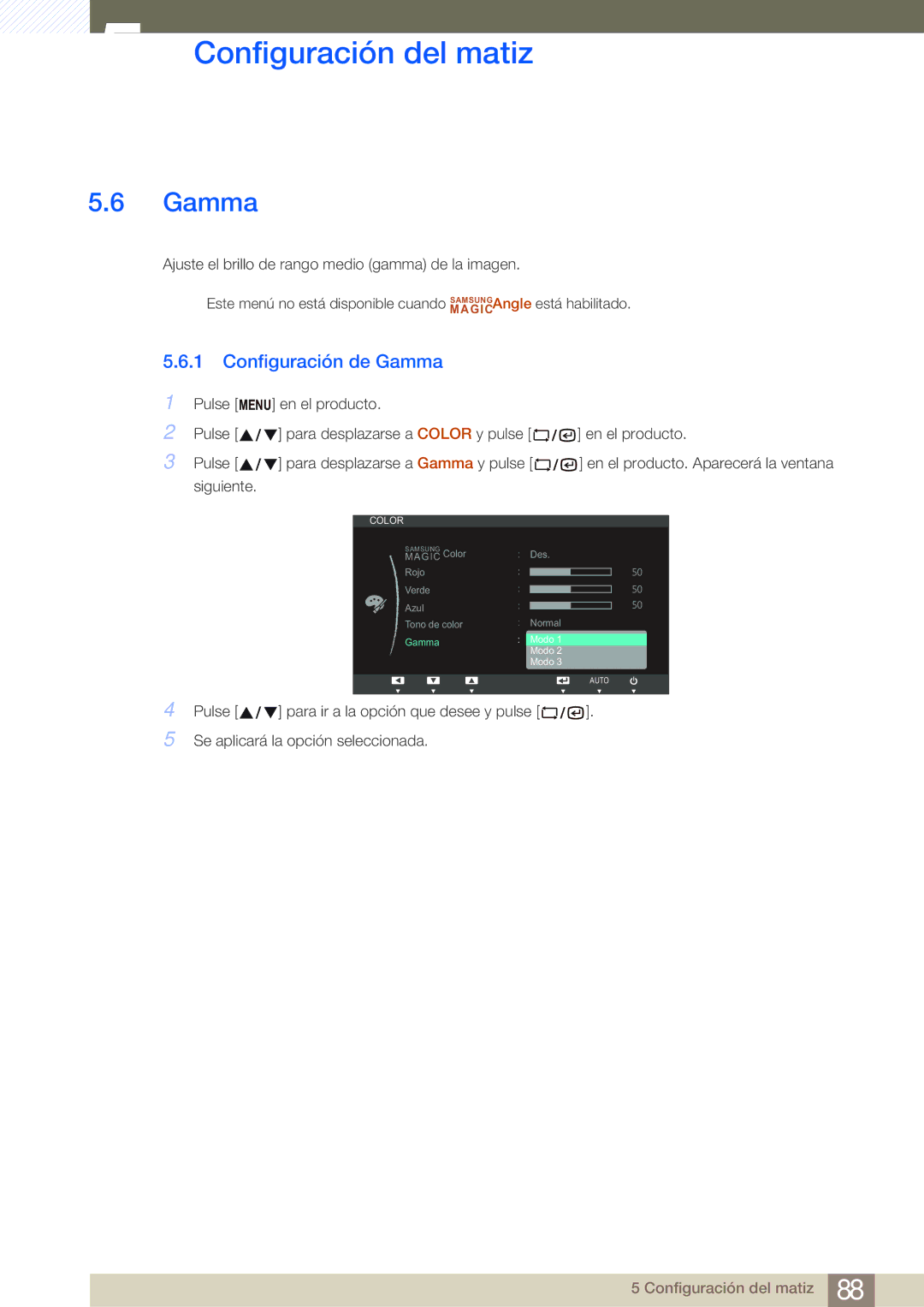 Samsung LF24NSBTBN/EN, LF19NSBTBN/EN, LF22NSBTBN/EN manual Configuración de Gamma 