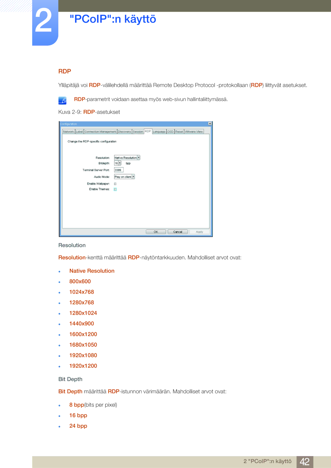 Samsung LF19NSBTBN/EN, LF24NSBTBN/EN, LF22NSBTBN/EN manual Rdp, bpp 24 bpp 