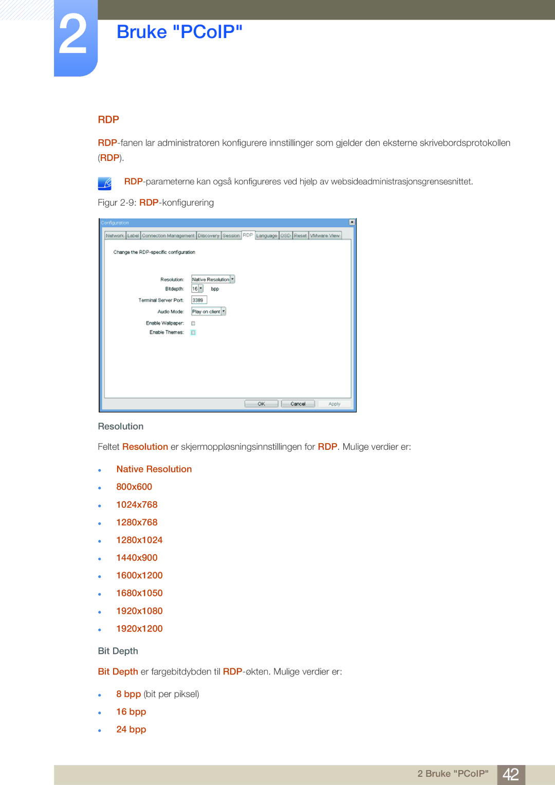 Samsung LF19NSBTBN/EN, LF24NSBTBN/EN, LF22NSBTBN/EN manual Rdp, bpp 24 bpp 