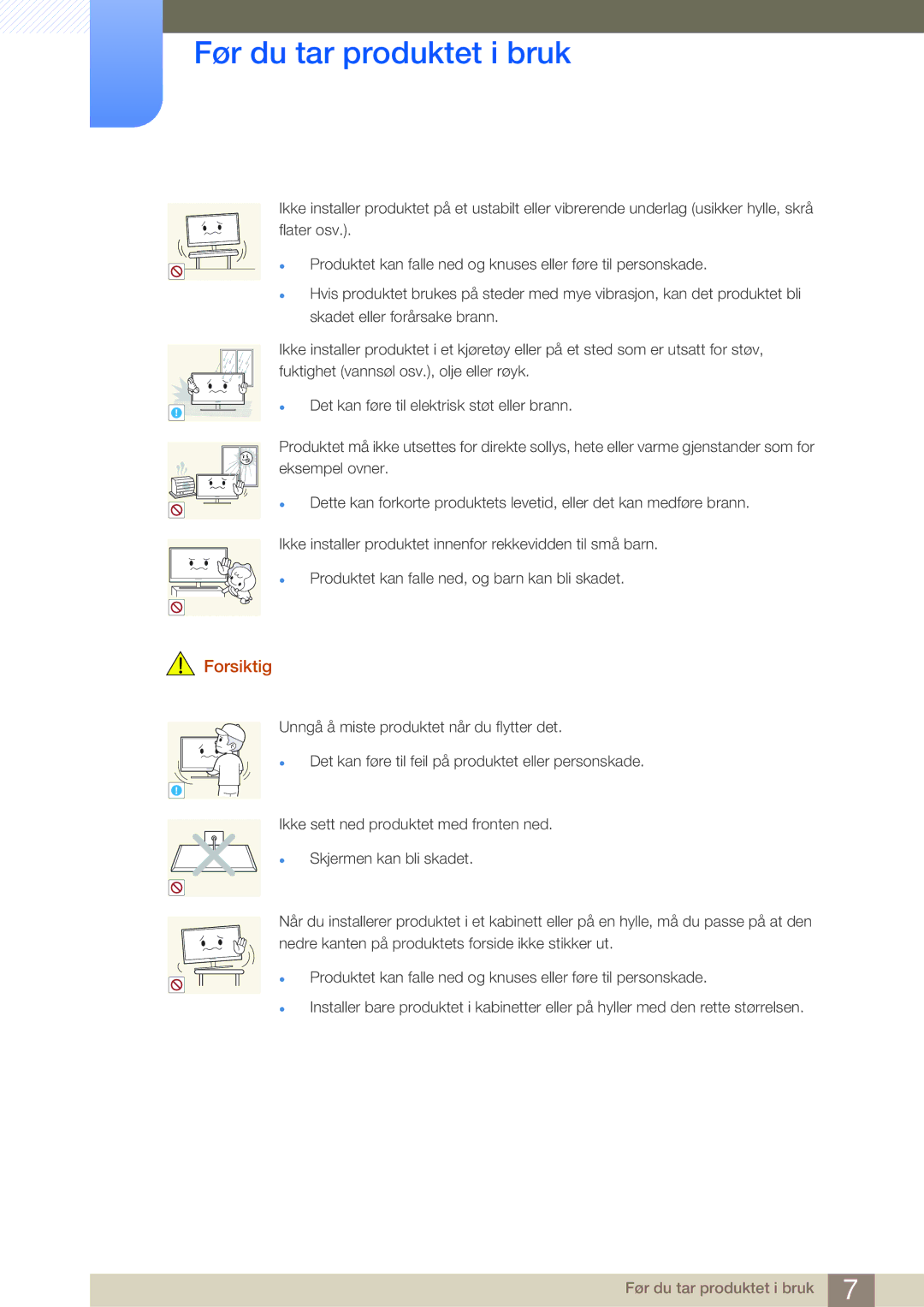 Samsung LF24NSBTBN/EN, LF19NSBTBN/EN, LF22NSBTBN/EN manual Det kan føre til elektrisk støt eller brann 