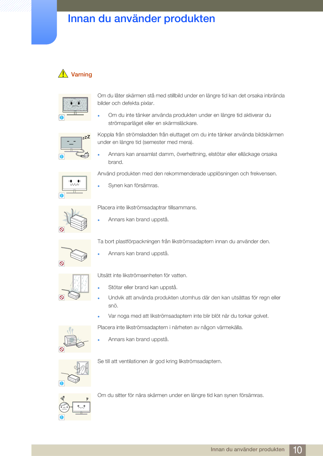 Samsung LF24NSBTBN/EN, LF19NSBTBN/EN, LF22NSBTBN/EN manual Innan du använder produkten 