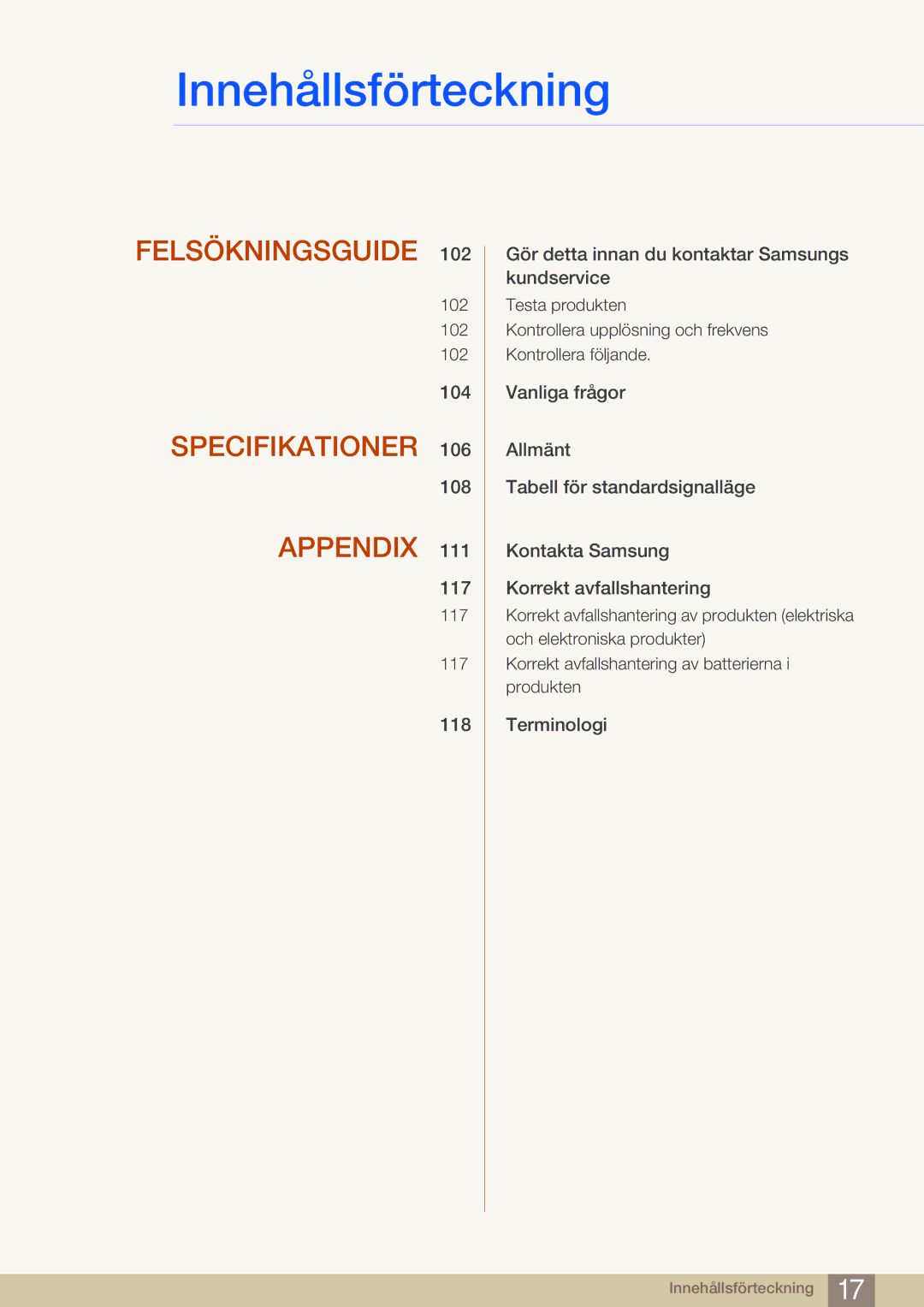 Samsung LF22NSBTBN/EN, LF19NSBTBN/EN, LF24NSBTBN/EN manual Felsökningsguide 