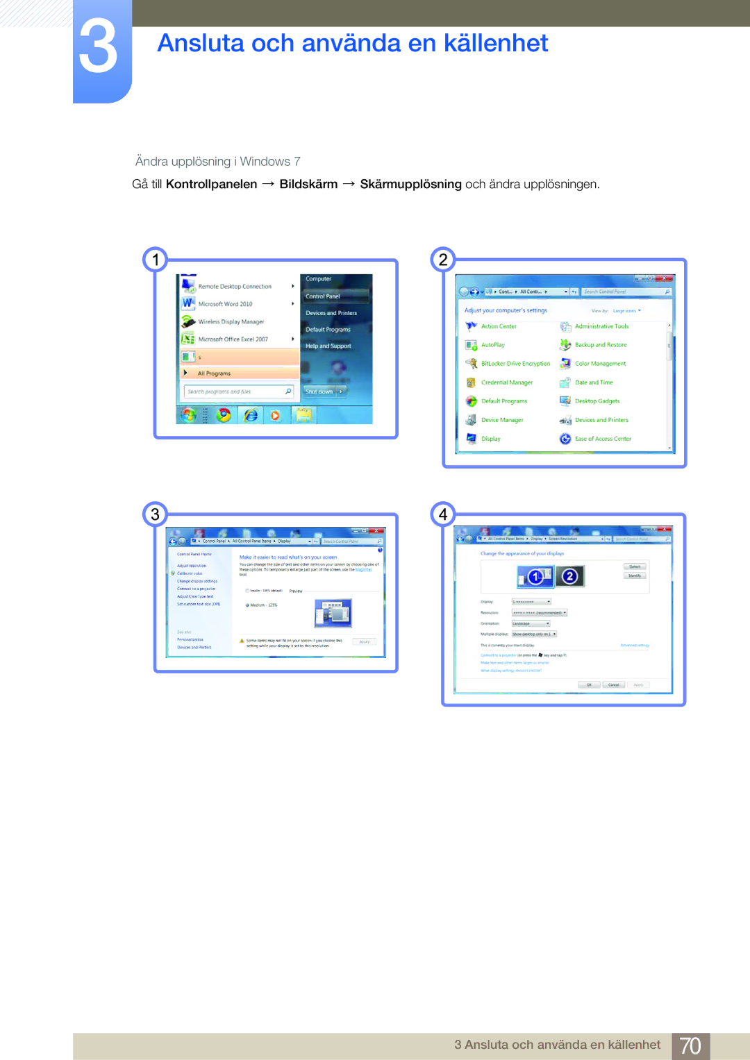 Samsung LF24NSBTBN/EN, LF19NSBTBN/EN, LF22NSBTBN/EN manual Ändra upplösning i Windows 