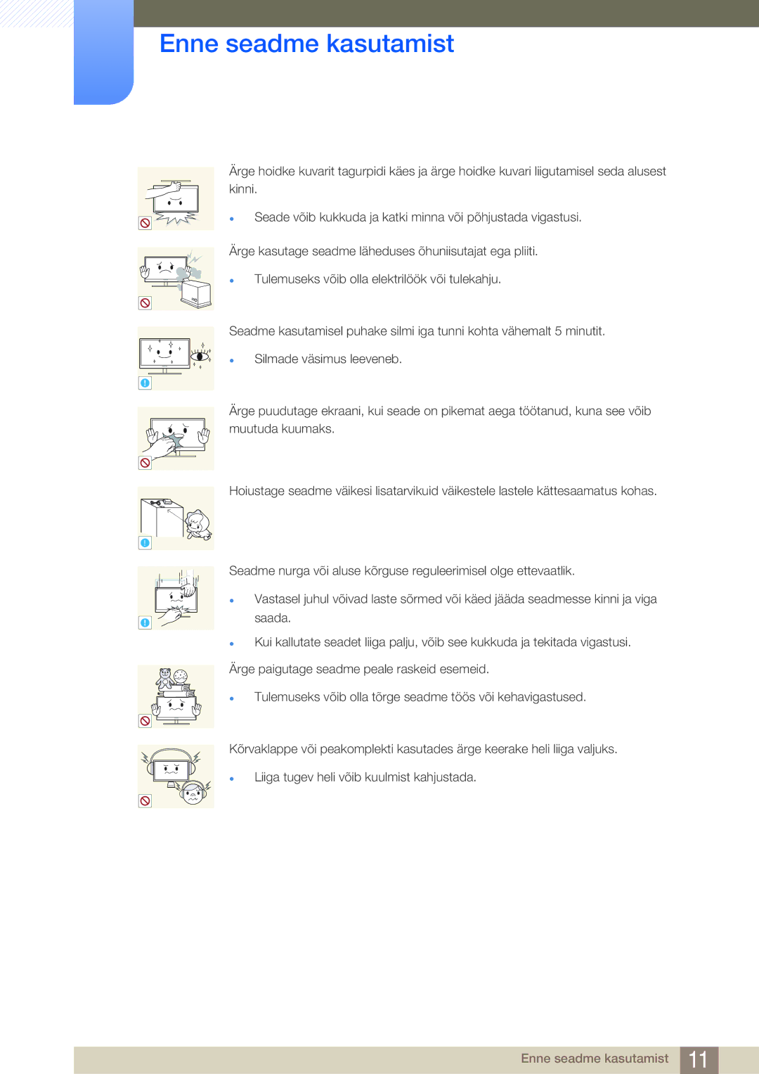 Samsung LF22NSBTBN/EN, LF19NSBTBN/EN, LF24NSBTBN/EN manual Enne seadme kasutamist 