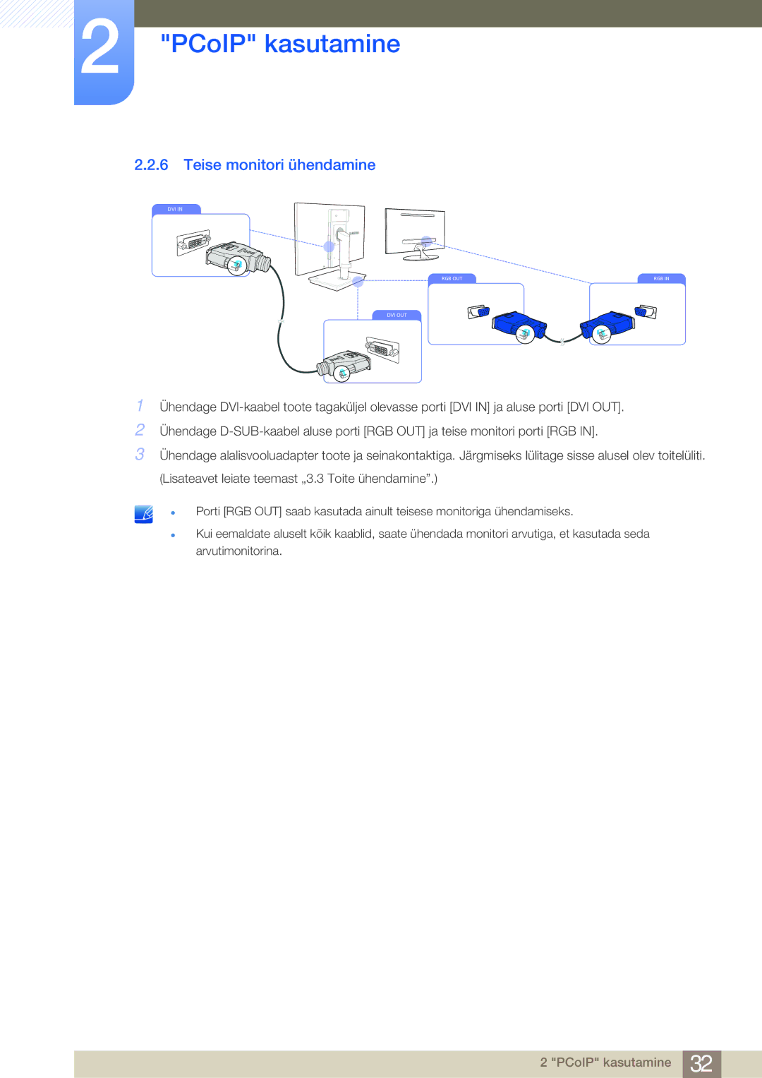 Samsung LF22NSBTBN/EN, LF19NSBTBN/EN, LF24NSBTBN/EN manual Teise monitori ühendamine 