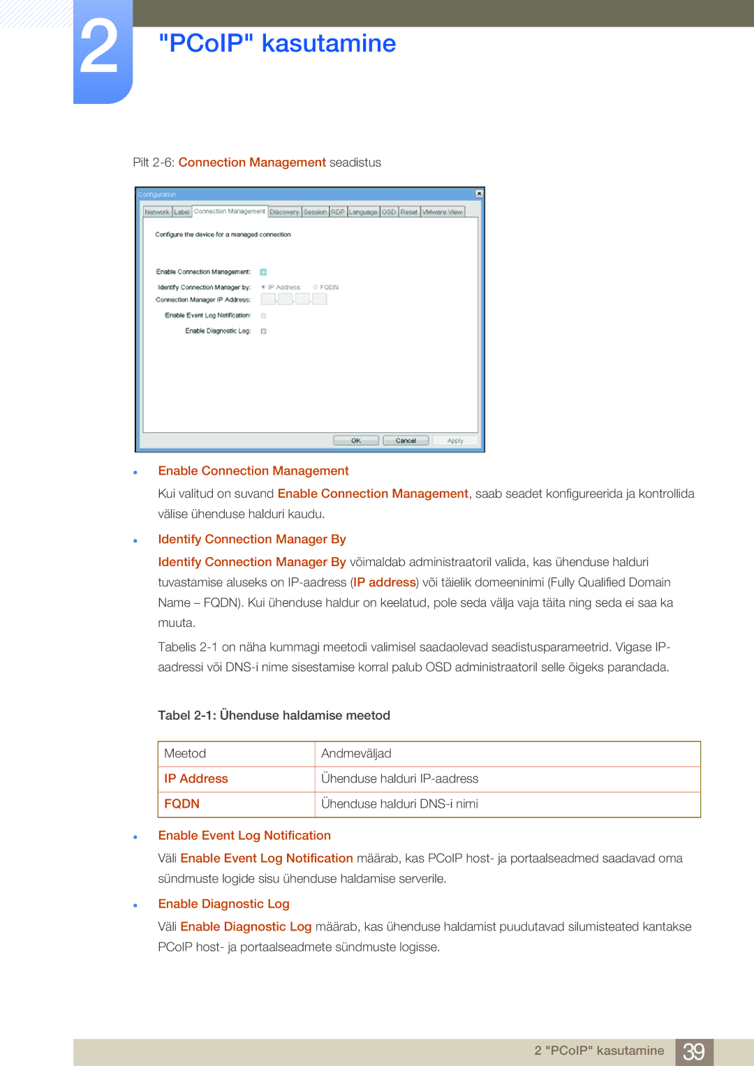 Samsung LF19NSBTBN/EN, LF24NSBTBN/EN Identify Connection Manager By, Enable Event Log Notification, Enable Diagnostic Log 