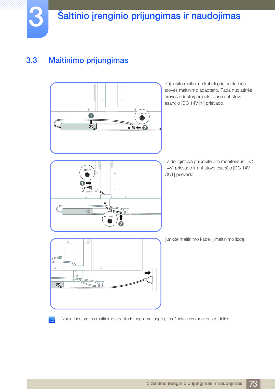 Samsung LF24NSBTBN/EN, LF19NSBTBN/EN, LF22NSBTBN/EN manual Maitinimo prijungimas 