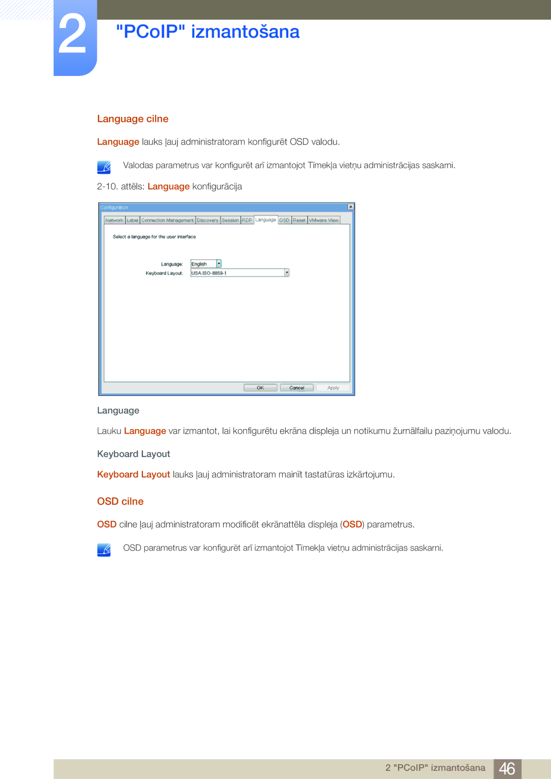 Samsung LF24NSBTBN/EN, LF19NSBTBN/EN, LF22NSBTBN/EN manual Language cilne, OSD cilne 