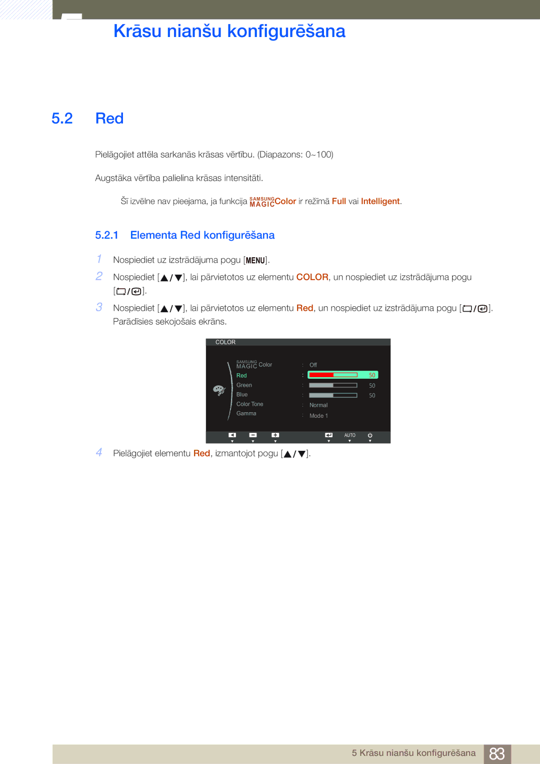 Samsung LF22NSBTBN/EN, LF19NSBTBN/EN, LF24NSBTBN/EN manual Elementa Red konfigurēšana 