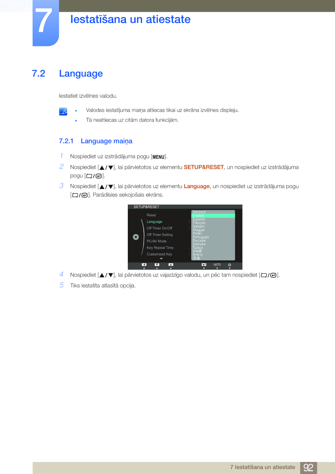 Samsung LF22NSBTBN/EN, LF19NSBTBN/EN, LF24NSBTBN/EN manual Language maiņa 