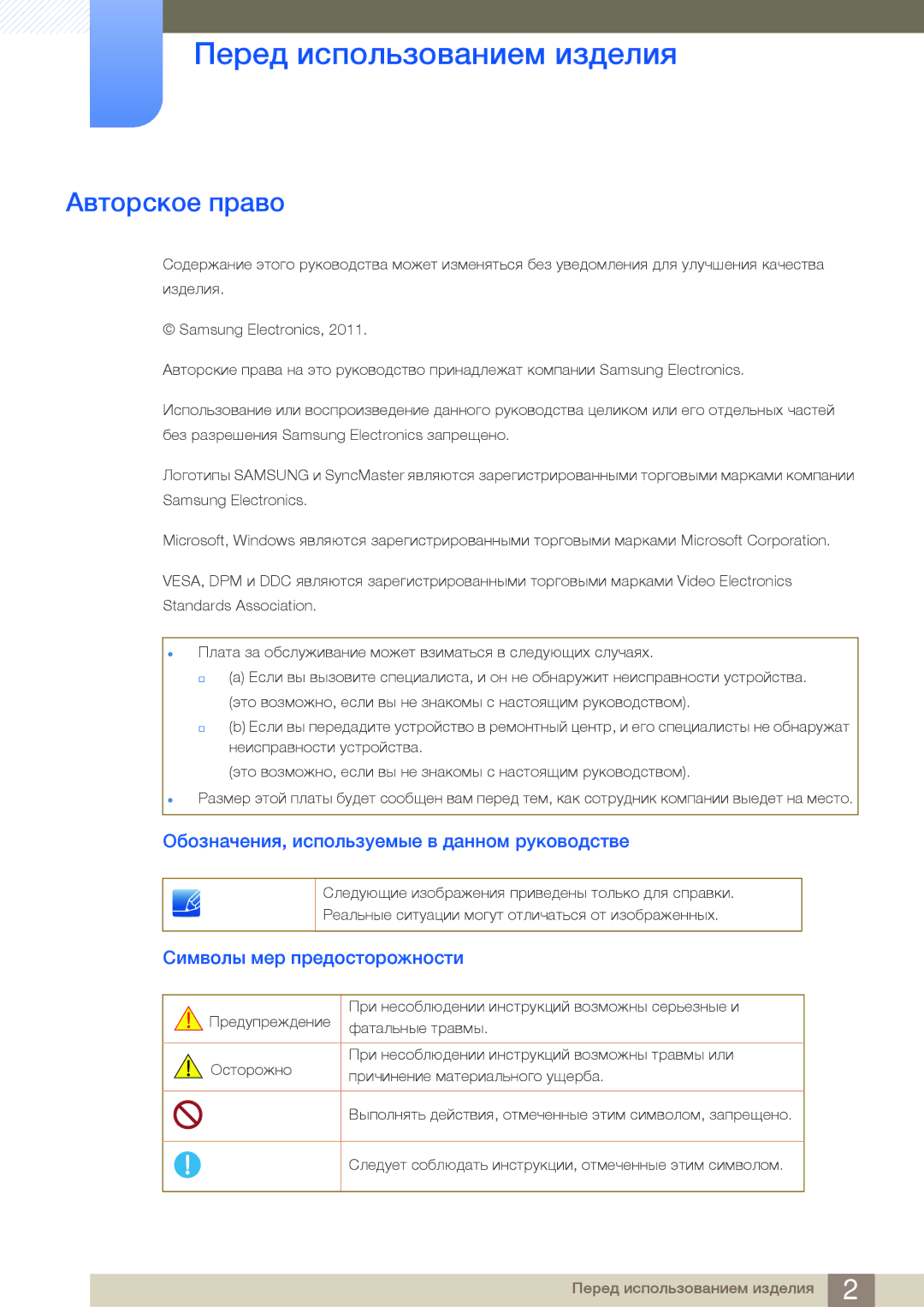 Samsung LF22NSBTBN/EN manual Перед использованием изделия, Авторское право, Обозначения, используемые в данном руководстве 