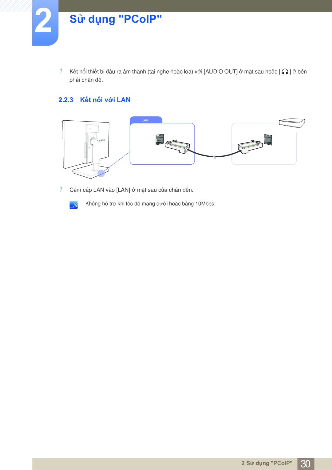 Samsung LF22NSBTBN/XS, LF19NSBTBN/XY, LF19NSBTBNMXV, LF19NSBTBN/XS manual 3 Kết nối với LAN 