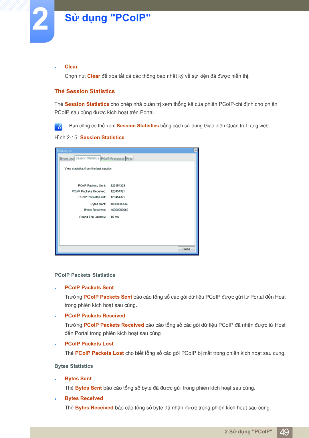 Samsung LF19NSBTBNMXV, LF19NSBTBN/XY, LF22NSBTBN/XS, LF19NSBTBN/XS manual Thẻ Session Statistics 