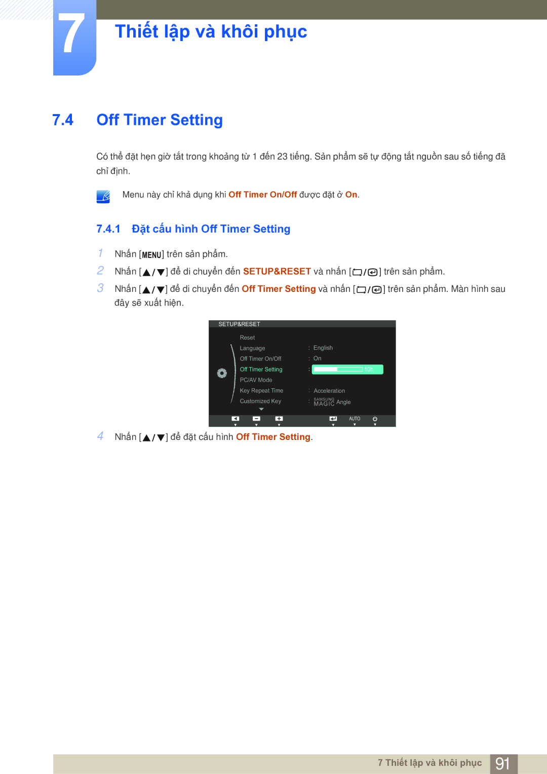 Samsung LF19NSBTBN/XS, LF19NSBTBN/XY, LF19NSBTBNMXV, LF22NSBTBN/XS manual 1 Đặt cấu hình Off Timer Setting 