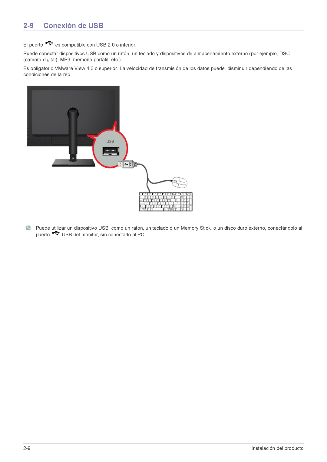 Samsung LF19PPBCB/ZA, LF19PPBCB/EN, LF24PPBCB/EN, LF24PPBCB/ZA manual Conexión de USB 