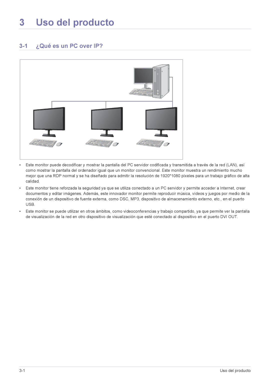 Samsung LF19PPBCB/ZA, LF19PPBCB/EN, LF24PPBCB/EN, LF24PPBCB/ZA manual Uso del producto, ¿Qué es un PC over IP? 