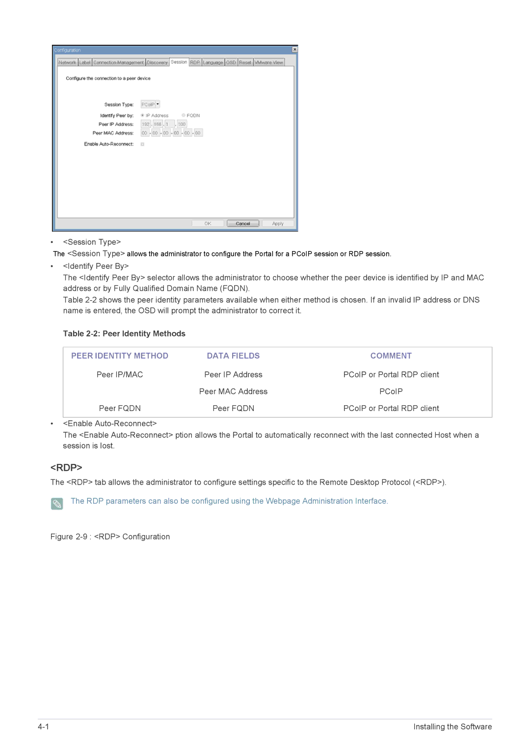 Samsung LF19PPBCB/XJ, LF19PPBCB/EN, LF24PPBCB/EN, LF24PPBDB/EN manual Session Type, Peer Identity Method Data Fields Comment 