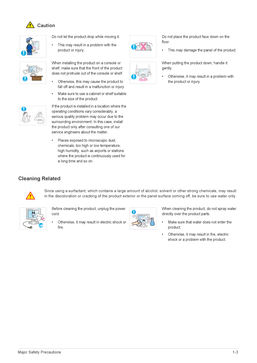 Samsung LF19PPBCB/ZA, LF19PPBCB/EN, LF24PPBCB/EN, LF24PPBDB/EN, LF24PPBDB/XJ, LF19PPBCB/XJ, LF24PPBCB/XJ manual Cleaning Related 