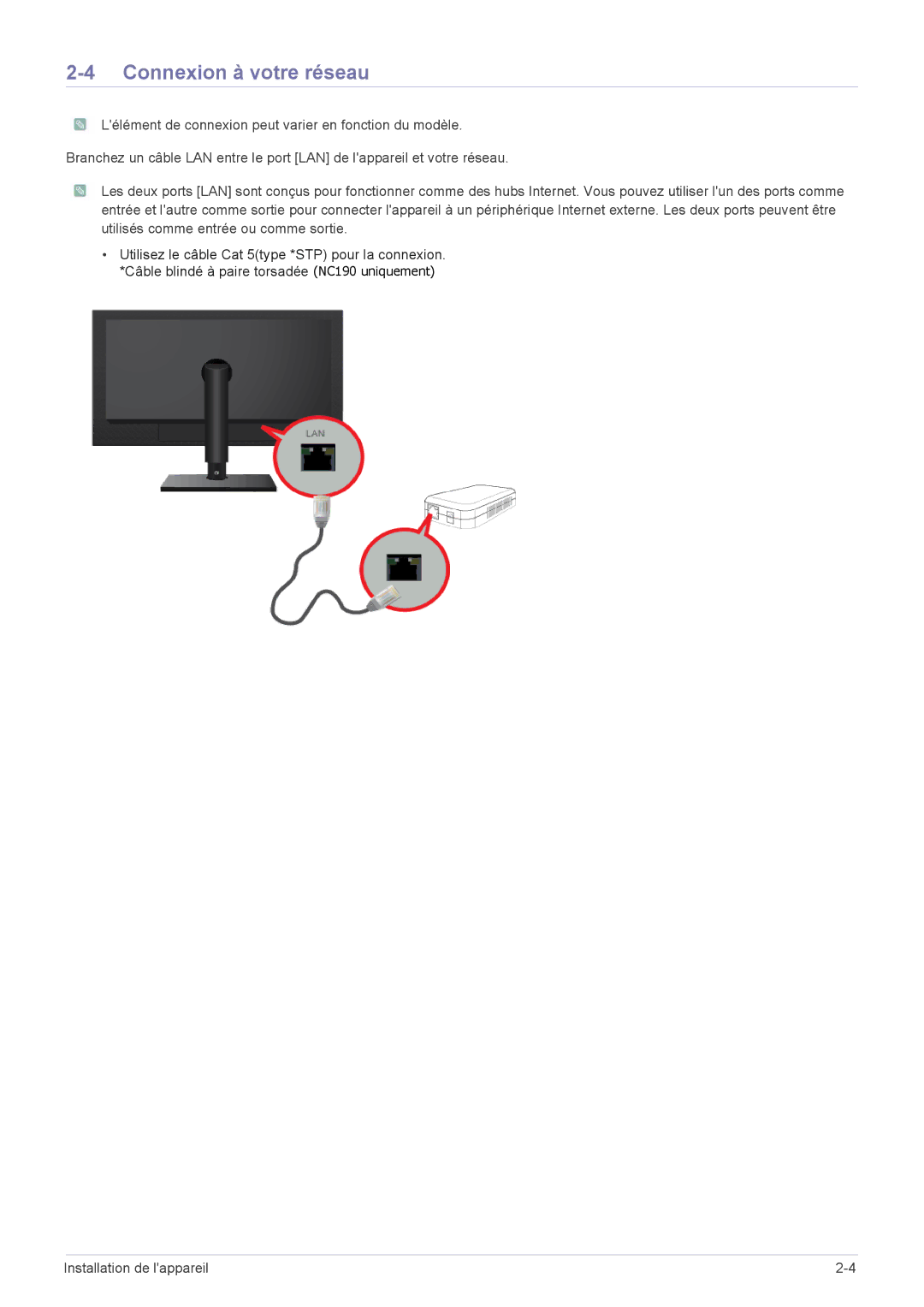 Samsung LF24PPBDB/EN, LF19PPBCB/EN, LF24PPBCB/EN manual Connexion à votre réseau 