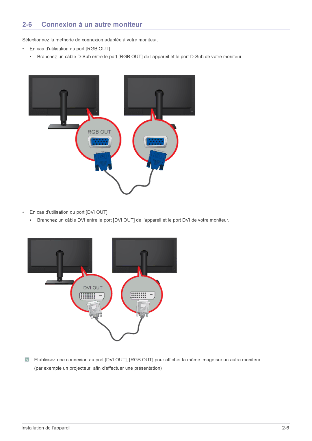 Samsung LF24PPBCB/EN, LF19PPBCB/EN, LF24PPBDB/EN manual Connexion à un autre moniteur 