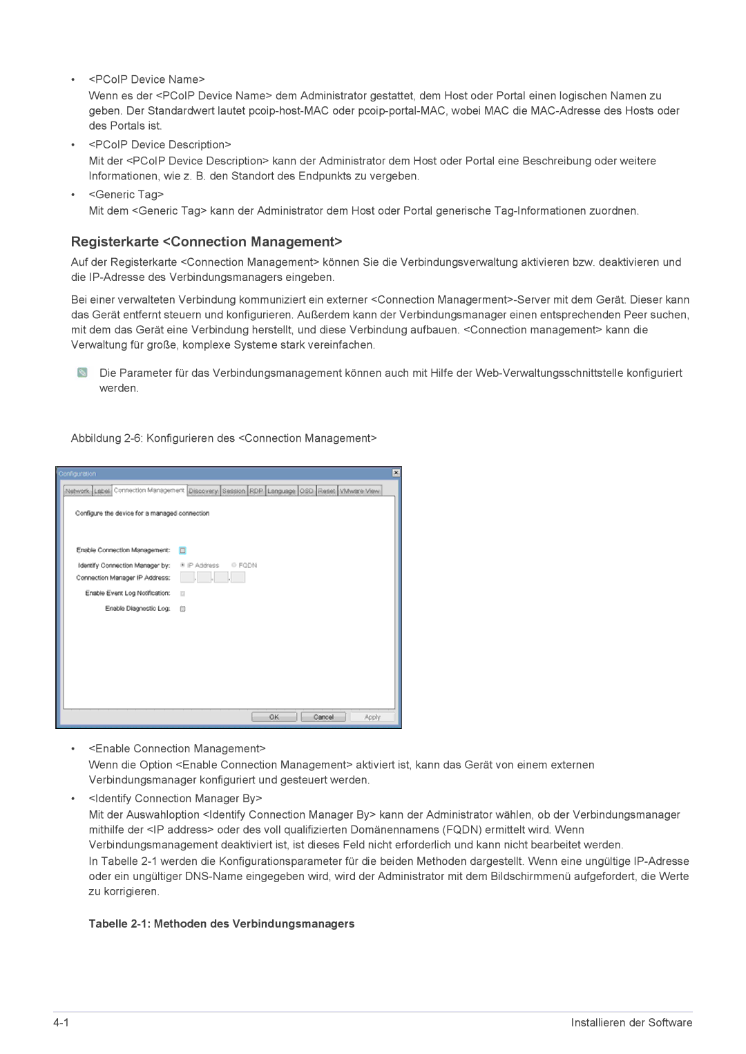 Samsung LF19PPBCB/EN, LF24PPBCB/EN, LF24PPBDB/EN manual Registerkarte Connection Management 