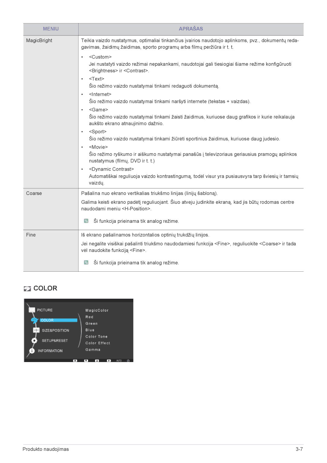 Samsung LF19PPBCB/EN, LF24PPBCB/EN, LF24PPBDB/EN manual Color 