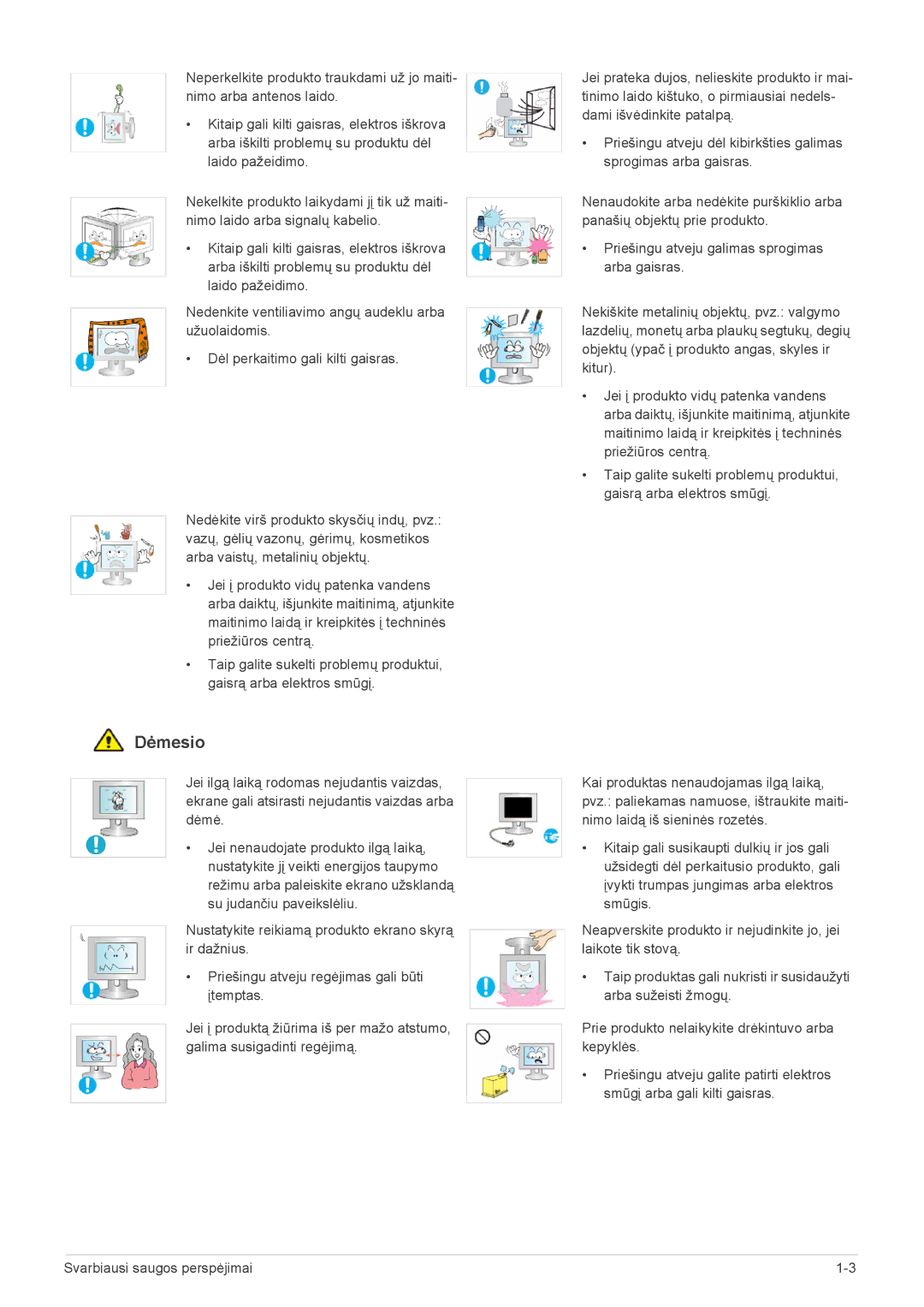 Samsung LF19PPBCB/EN, LF24PPBCB/EN, LF24PPBDB/EN manual Dėmesio 