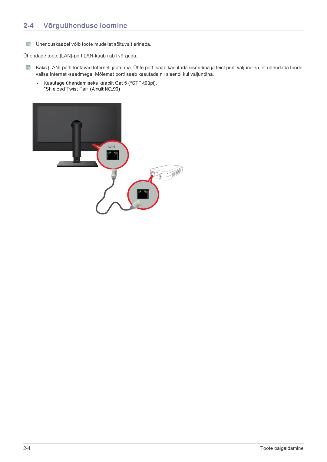 Samsung LF24PPBDB/EN, LF19PPBCB/EN, LF24PPBCB/EN manual Võrguühenduse loomine 