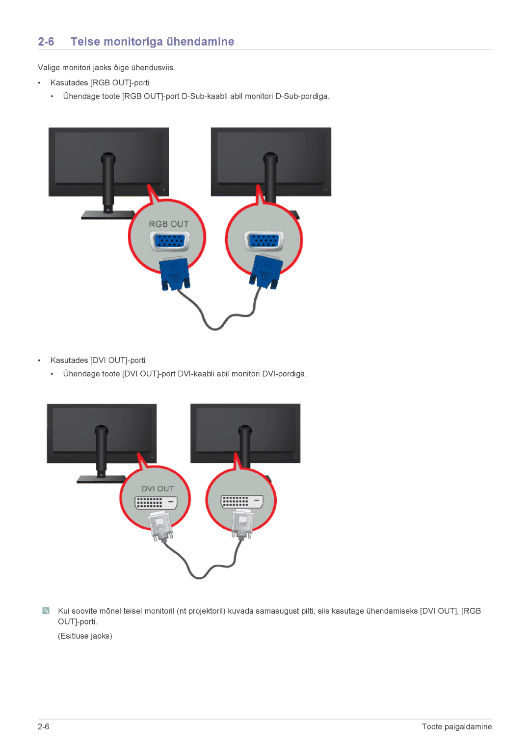 Samsung LF24PPBCB/EN, LF19PPBCB/EN, LF24PPBDB/EN manual Teise monitoriga ühendamine 