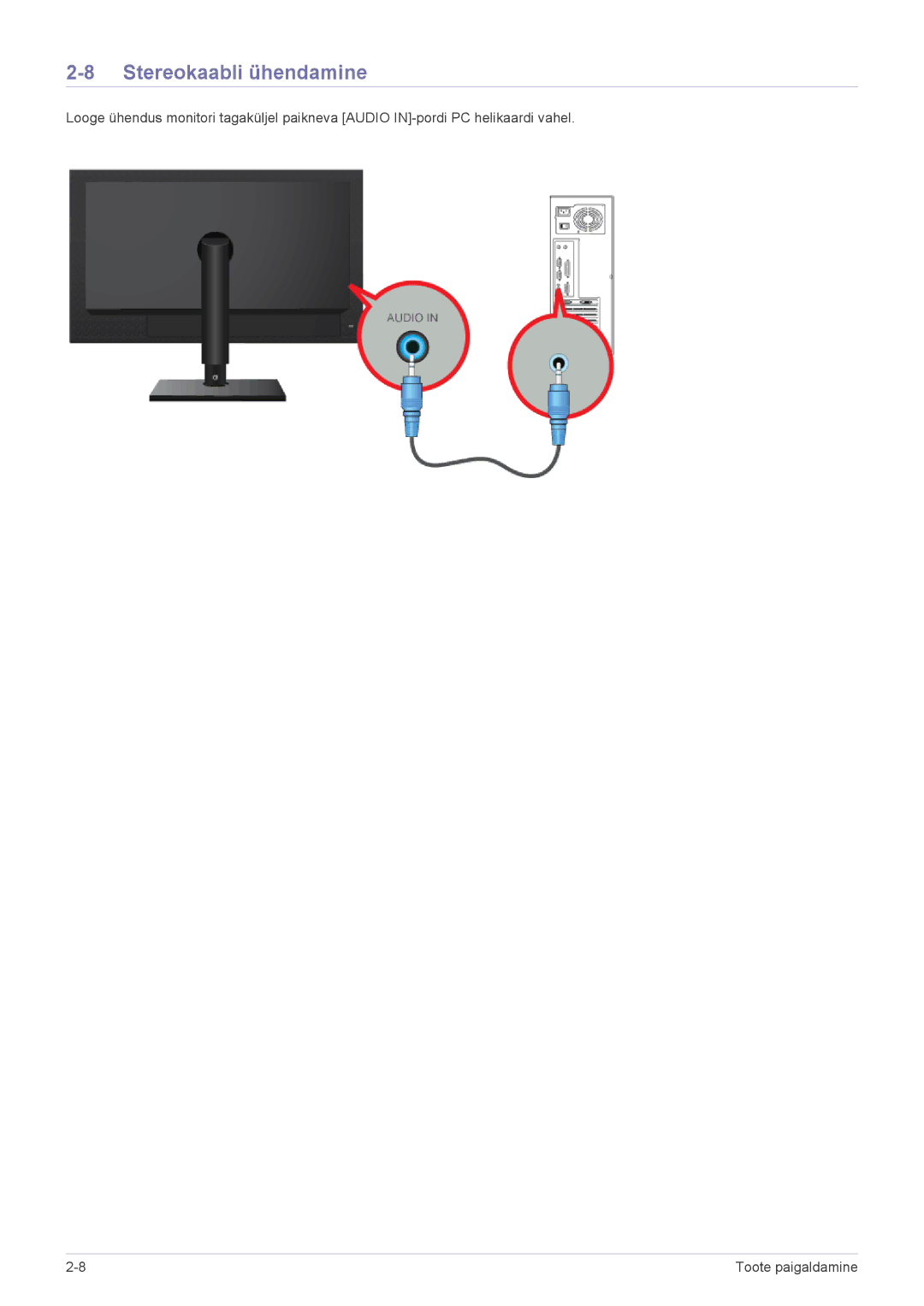 Samsung LF19PPBCB/EN, LF24PPBCB/EN, LF24PPBDB/EN manual Stereokaabli ühendamine 