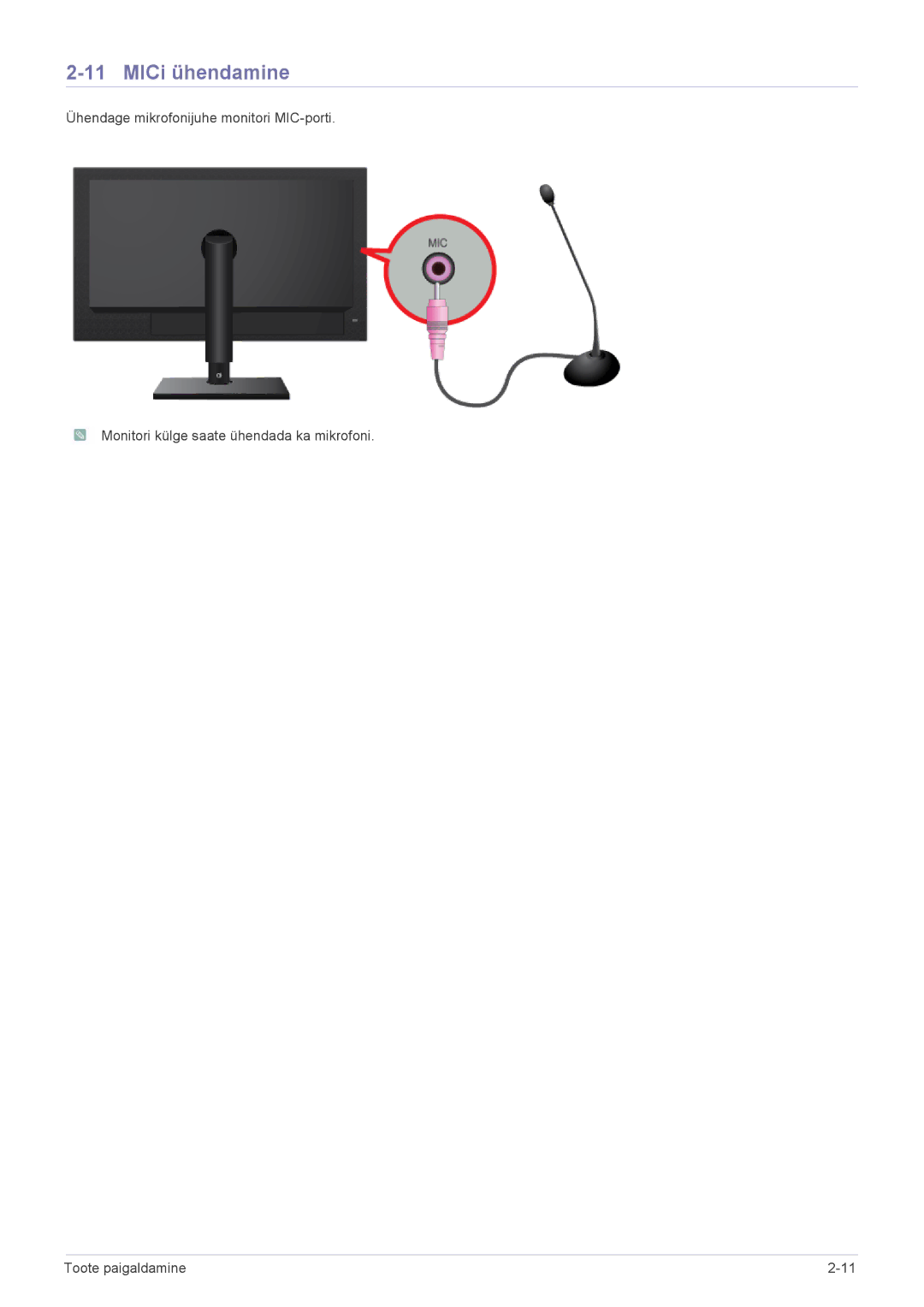 Samsung LF19PPBCB/EN, LF24PPBCB/EN, LF24PPBDB/EN manual MICi ühendamine 