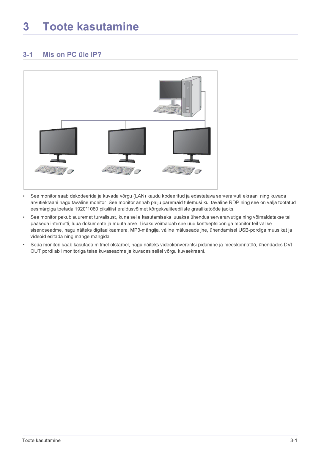 Samsung LF24PPBDB/EN, LF19PPBCB/EN, LF24PPBCB/EN manual Toote kasutamine, Mis on PC üle IP? 