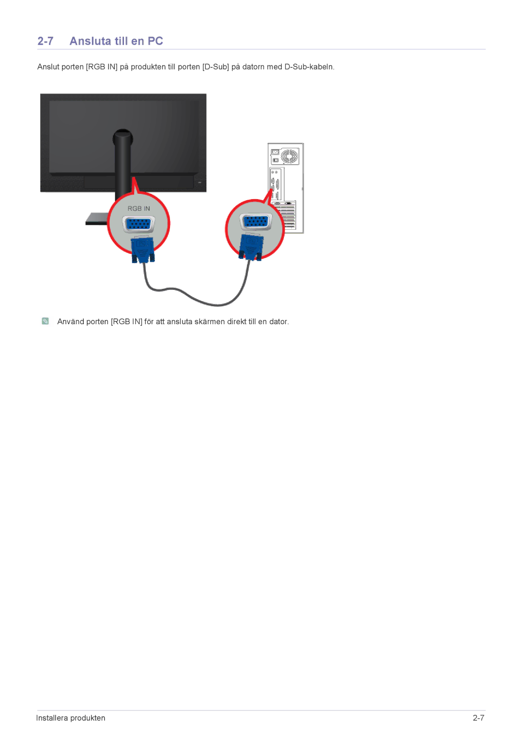 Samsung LF24PPBCB/EN, LF19PPBCB/EN manual Ansluta till en PC 