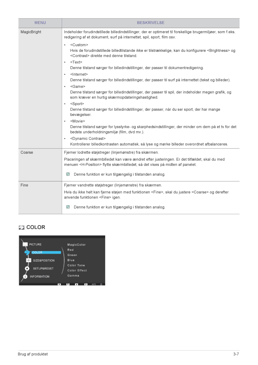 Samsung LF24PPBCB/EN, LF19PPBCB/EN manual Color 