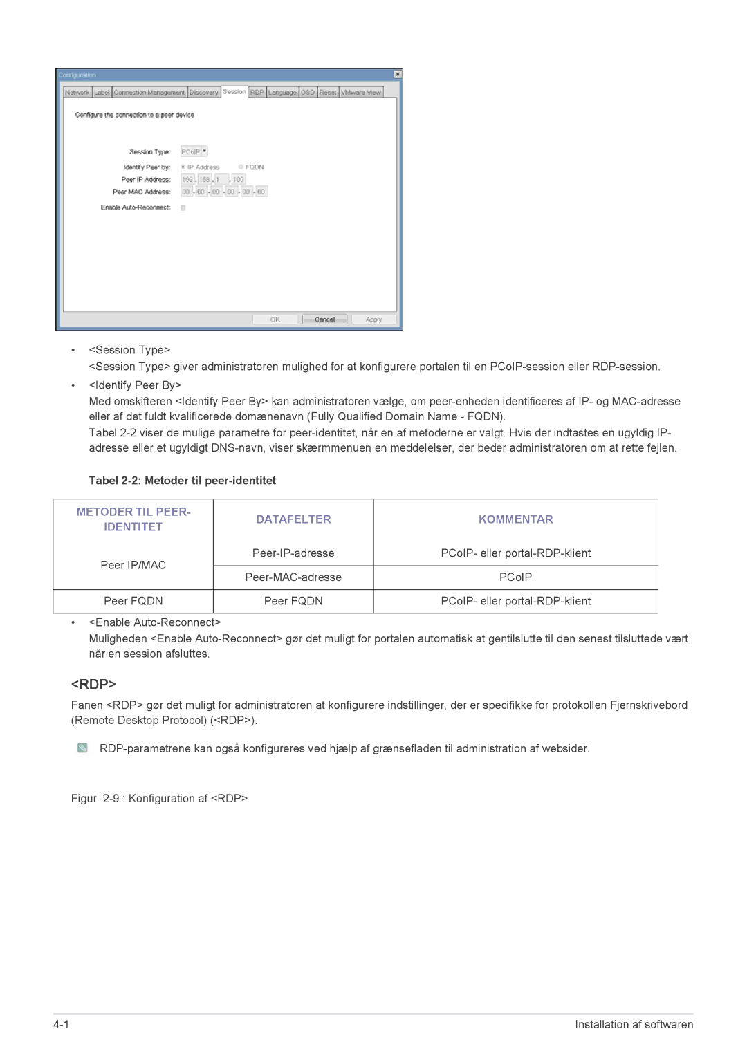 Samsung LF19PPBCB/EN, LF24PPBCB/EN manual Rdp, Metoder TIL Peer Datafelter Kommentar Identitet 