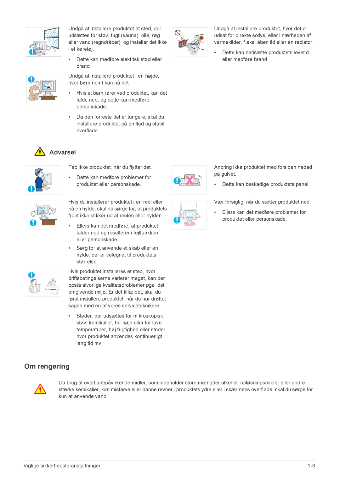 Samsung LF24PPBCB/EN, LF19PPBCB/EN manual Om rengøring 