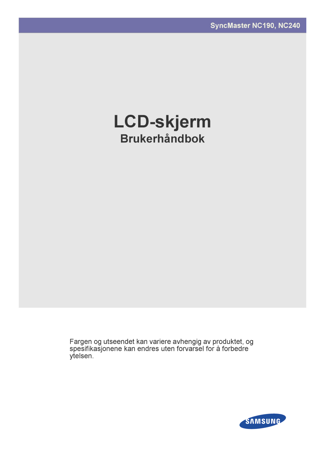 Samsung LF24PPBCB/EN, LF19PPBCB/EN manual LCD-skjerm 