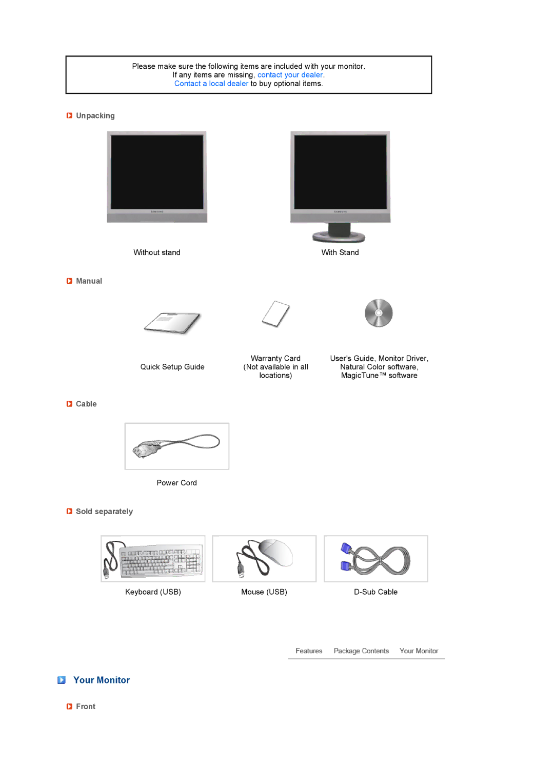 Samsung LF17SPZLSE/EDC, LF19SPZLSE/EDC manual Your Monitor 